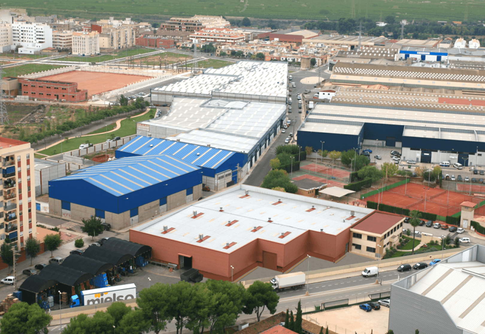 Aerial view of factory